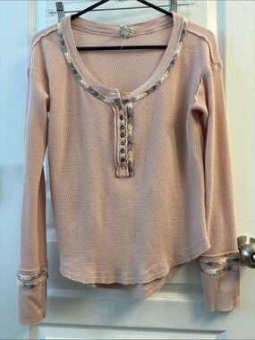 We The Free Dusty Pink Long-Sleeve Waffle Knit Henley